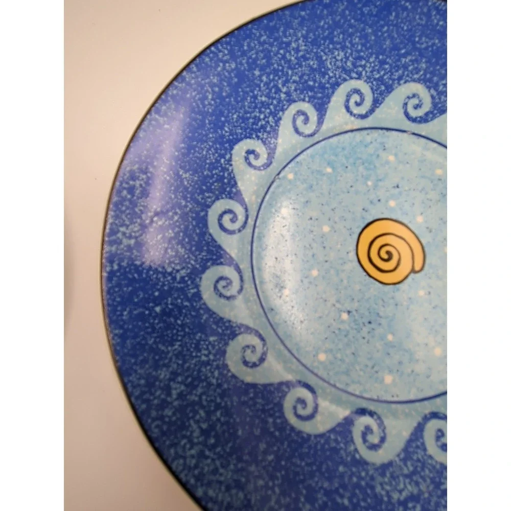 Sango 2 Small Plates Pisces Artist Sue‎ Zipkin Vibrant Blues Beach Shell Summer